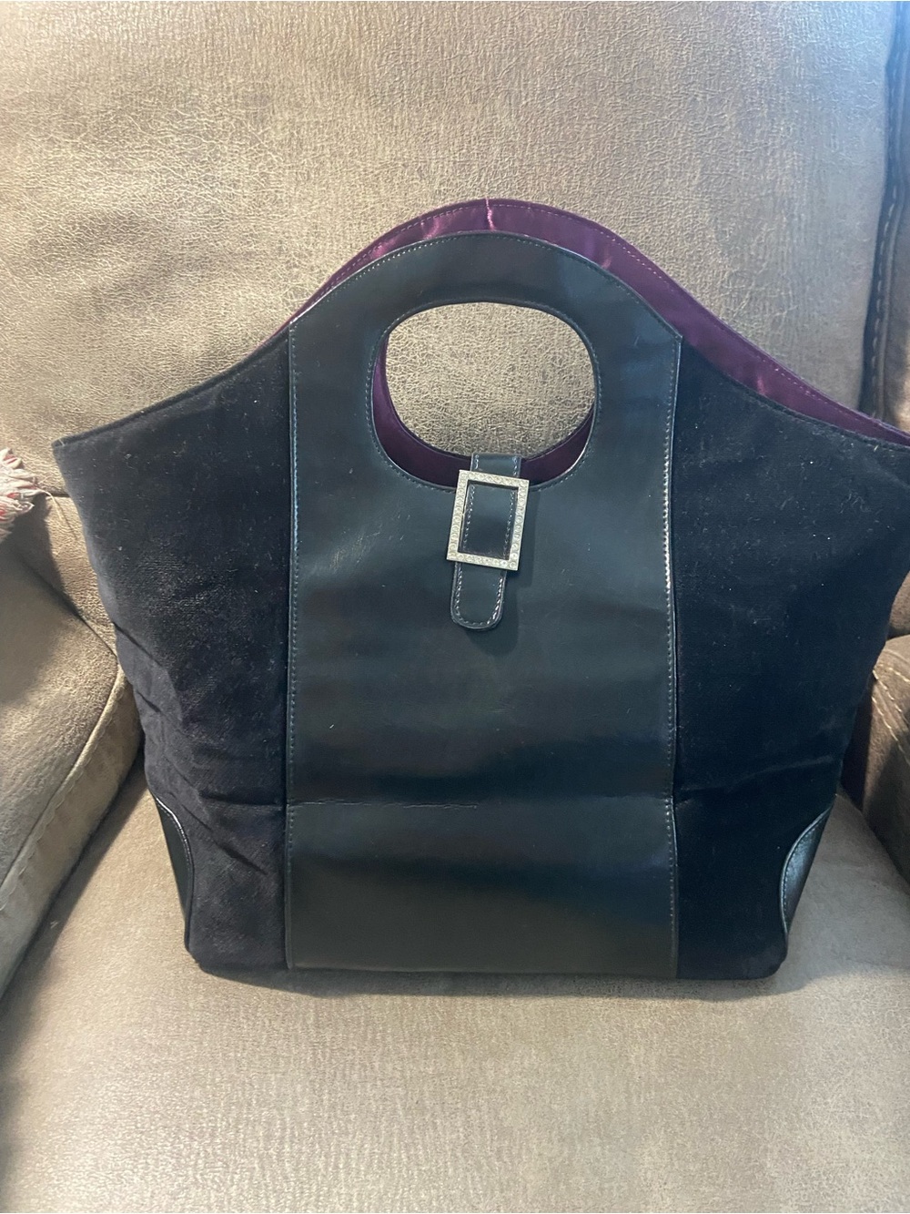 Victoria's Secret Black Tote with Purple Trim Vintage 1990s